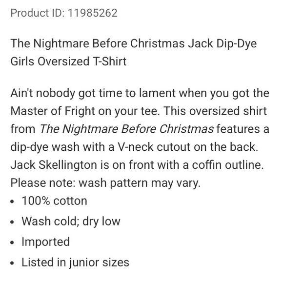 DISNEY HOT TOPIC NBC Jack Dip Dye Oversize TEE! - Picture 10 of 10